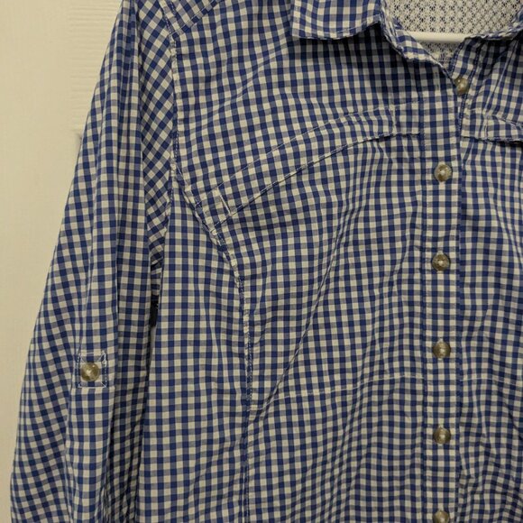 Orvis River Guide Shirt Dress Womens Size Med Blue White Checker Gingham Active - Picture 4 of 11